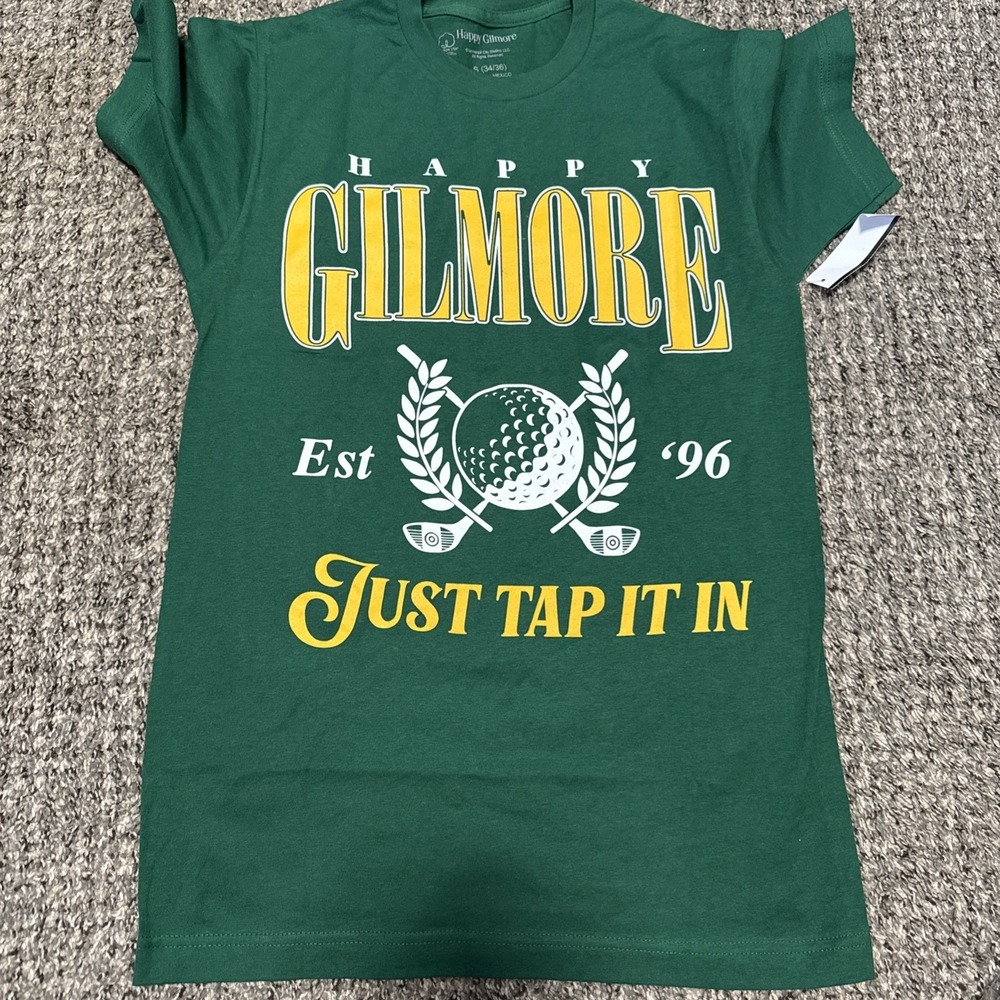 Happy Gilmore Just Tap It In Green Graphic T-Shirt Unisex Size Small 34/36